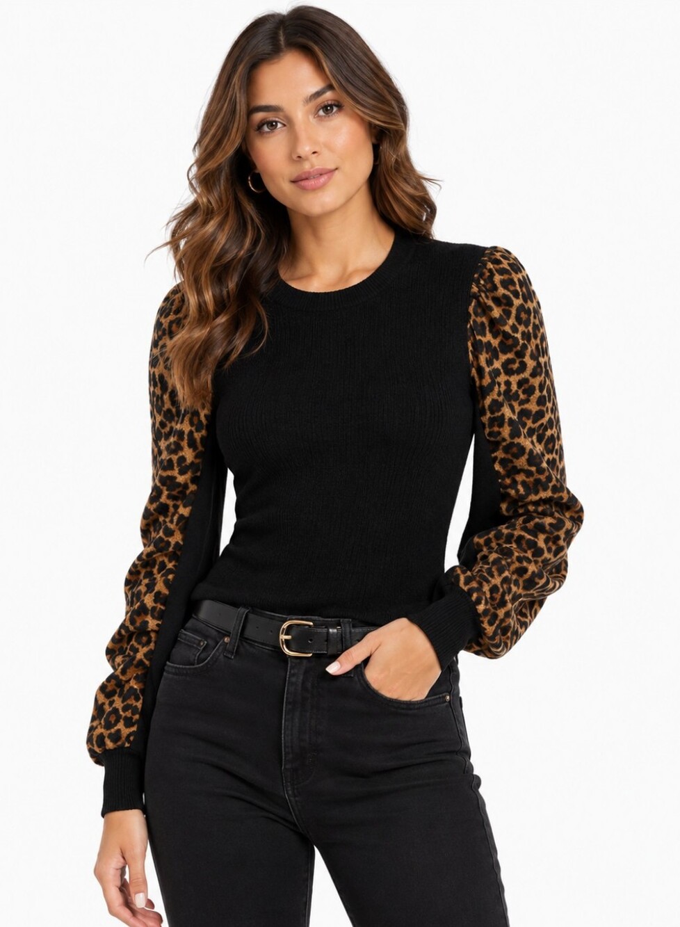 Veronica Beard Leopard Top | S | Black